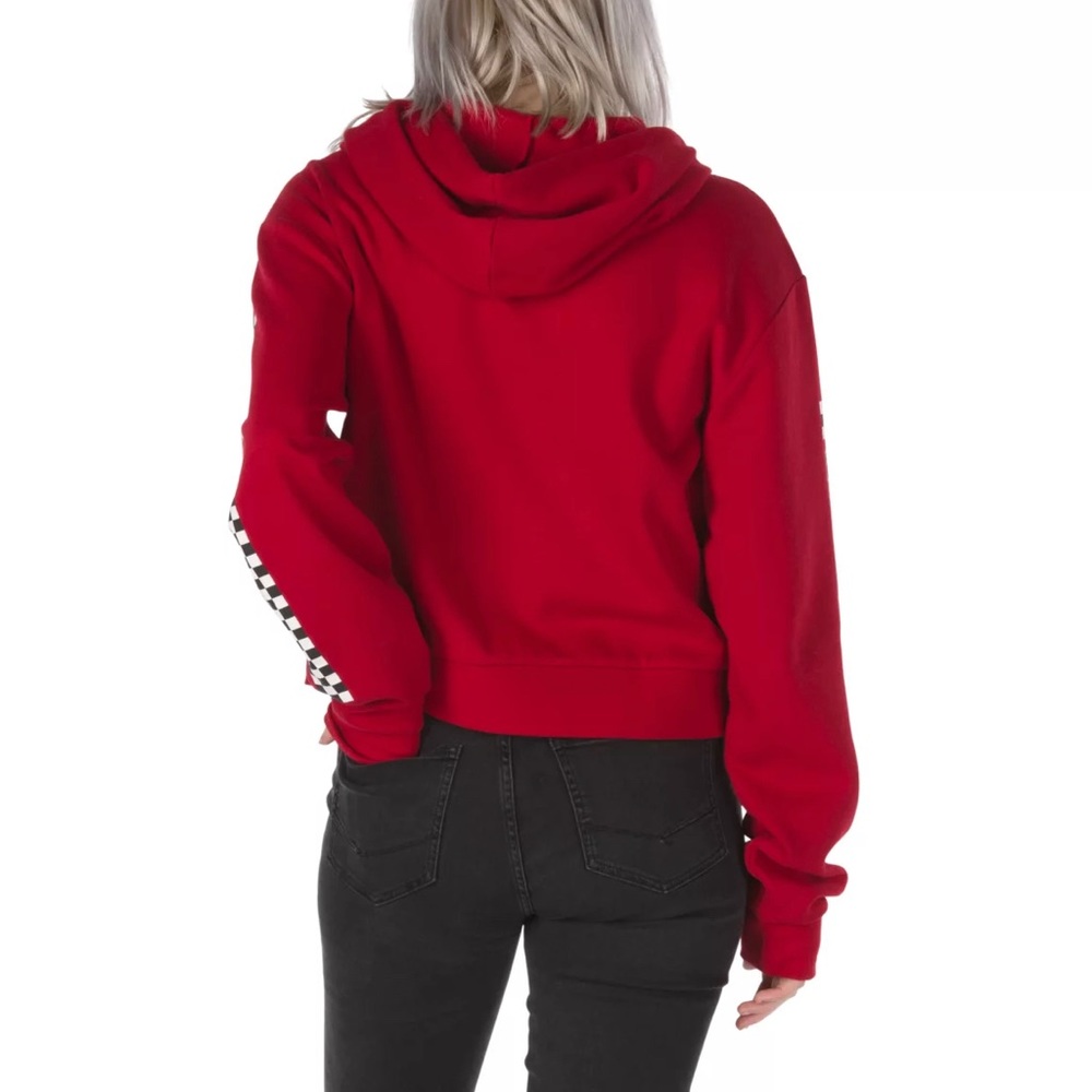 VANS Side Strip Crop Hoodie Sweatshirt Women’s Red - Picture 2 of 5